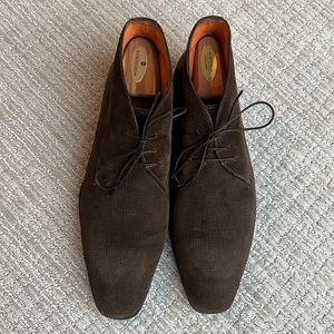 Santoni brown suede dress boots.